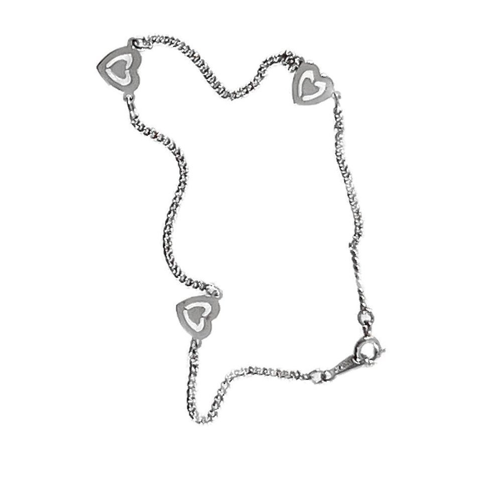 Avon Silvertone Heart in Heart Bracelet 8.5" Long Delicate Dainty